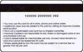 Not valid on purchases of gift cards, previous purchases or. Gift Card Fresh Warm Cookies Restaurants United States Of America Insomnia Cookies Col Us R Inc 001