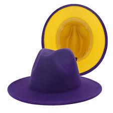 Brixton hats pack wool felt bowler hat derby & bowler hats please note: Fitzroy Unisex Purple Fedora Hat With Yellow Lining 56 60cm Hat Stacks Online
