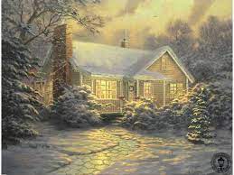 Christmas Cottage Painting By Thomas Kinkade Kinkade Paintings Thomas Kinkade Paintings Thomas Kinkade Christmas