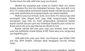 Pidato Memoriter Perpisahan Untuk Kelas 6 Singkat Sebagai Hafalan