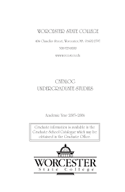 WORCESTER STATE COLLEGE CATALOG UNDERGRADUATE STUDIES