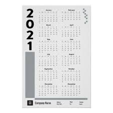 Silver Gray 2021 Corporate Wall Calendar Poster Zazzle Com In 2020 Calendar Poster Wall Calendar Custom Posters