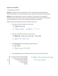 Chapter Seven Probability 7 1 Sample Spaces And Events