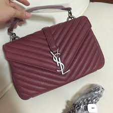 Ysl Saint Laurent Slp College Bag Deerskin Woman Bag Wine Red Color Ysl Bag Wine Red Color Bags