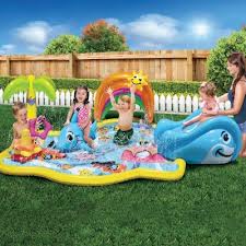 Banzai Toddler Kids Inflatable Splish Splash Water Park Multi Inflatable Water Park Splish Splash Inflatable Baby Pool