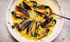 Ravinder Bhogal S Recipe For Mussel Rice And Sweetcorn Soup Mussels Recipe Cooking Seafood Ravinder Bhogal Recipes
