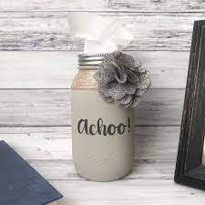 achoo mason jar tissue holder mother s day gift mason etsy in 2020 mason jar gifts mason jars mason jar holder