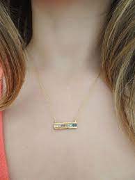 Gold Rainbow Bar Necklace Multi Gemstone Pendant Gold Bar Etsy Gold Bar Jewelry Gold Bar Pendant Multi Gemstone Necklace