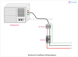 The power cable contains three wires(phase wire, neutral wire, earth wire) which are going to the window a/c from the double pole. Air Conditioner Connection And Wiring Diagram Etechnog