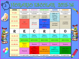 Horario Escolar 2015 16 School Schedule Elementary Spanish Bilingual Classroom