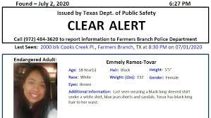 63 455 tykkäystä · 378 puhuu tästä. Texas Alerts On Twitter Discontinued Clear Alert For Emmely Ramos Tovar From Farmers Branch Tx On 07 02 2020