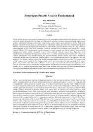 Analisis fundamental merupakan teknik analisis saham yang didasarkan pada kinerja dan prospek bisnis dari sebuah perusahaan. Pdf Penerapan Praktis Analisis Fundamental