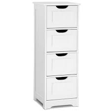 Add a dash of elegant beauty to your bathroom with this rich wood decorative storage cabinet ($90, originally $110). Costway White Floor Storage Cabinet Bathroom Organizer Free Standing 4 Drawers In 2021 Bathroom Floor Cabinets Wooden Storage Cabinet Bathroom Storage Cabinet