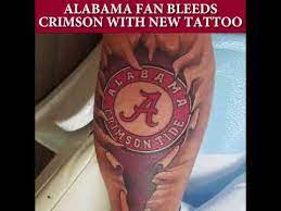 Each package includes seven alabama crimson tide temporary tattoos. Alabama Fan Gets Crazy Crimson Tide Calf Tattoo Youtube