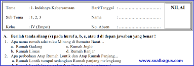 Soal Pts Tematik Kelas 4 Tema 1 Semester 1 Ganjil Soalbagus Com