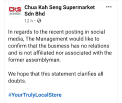 Последние твиты от chop chee seng corporation (m) sdn bhd® (@ccscmy). Philip Golingai On Twitter Are Too Toxic That A Popular Supermarket In Sabah Named Chua Kah Seng Had To Issue A Statement That It Is Not Related To Inanam Assemblyman Kenny