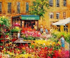 marche aux fleurs aix en provence painting 46x38 cm c 2009 par cousteau peinture fleur pastel peinture