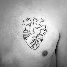 Plus, the curves of the design would feel heavier if done in black ink—the white color allows it to feel more seamless. Simple Black Ink Heart Tattoo On Chest Tattooimages Biz