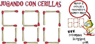 Moviendo solo 4 fósforos, se puede hacer que tome el camino contrario. Retos Matematicos Reto Matematico 1 Jugando Con Palillos
