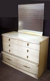 Vintage Bassett Art Deco Blonde Mahogany Wood Wooden Dresser Chest Vanity Mirror Furniture Bedroom Furniture Wooden Dresser