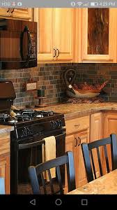 Oak Cabinets Black Appliances And Backsplash Kitchen Design Rustic Kitchen Modern Kitchen