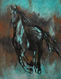 How a jewish artist can help christians understand the crucifixion. Paper Print Contemporary Black Western Horse Art In Turquoise Etsy Horse Art Western Art Horse Painting