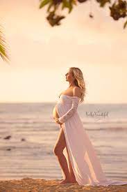 Emma Gown Long Sleeve Lace Sweetheart Top Stretch Knit Maxi Style Ma Beach Maternity Photos Maternity Photoshoot Poses Beach Maternity Pictures