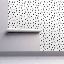 Black And White Accent Wallpaper Large Painted Black Dots On White Spotted Wallpaper Wallpaper Black Dots