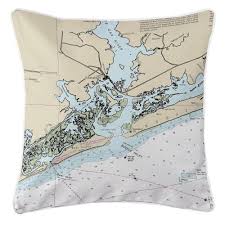 Island Girl Nc Swansboro Nc Nautical Chart Pillow