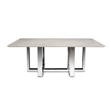 Modern elegance at its finest, the fuji dinette table featuring two fabulous finishes, brushed steel with a clear glass top and, gold metal with a marble top. Aico Furniture Halo Rectangular Marble Top Dining Table In Glossy White 9018000 116 By Dining Rooms Outlet