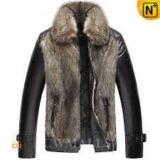Cwmalls Men Fur Trim Leather Jacket Cw817257 Shop Fur Leather Jacket From Cwmalls Made Of Canadian Raccoon F Mens Fur Coat Fur Jacket Mens Leather Jacket Men