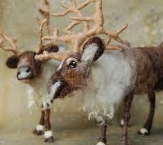 Sarafina Fiber Art Felting Eweniversity Reindeer Tutorial Fiber Art Wool Felt Needle Felting Projects