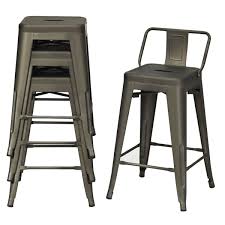 Counter height bar stools made from stamped sheet metal are the perfect match for industrial interiors, adding a retro yet modern flair. Costway Set Of 4 Low Back Metal Counter Stool 24 Seat Height Industrial Bar Stools Gunblack Steel Walmart Com Walmart Com