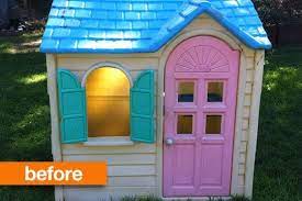 Before After Little Tikes Plastic Playhouse Paint Job Plastic Playhouse Play Houses Little Tikes House