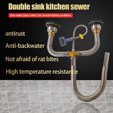 double bowl drain kitchen sink pipe
