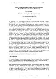 Pdf Islamic Counselling Model To Increase Religious Commitment Study Of Students At The University Uin Bandung