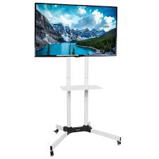 Shop our best selection of mobile tv stands, consoles & entertainment centers with wheels to reflect your style and inspire your home. Vivo Blanco Carro De Tv Movil Para 32 A 65 Soporte De Pantalla Plana Lcd Led Plasma Ebay