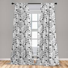 Allen & roth jacklyn window curtains panel 84 tan white floral living bedroom. Floral Curtains 2 Panels Set Flowers Leaves Twirled Swirls Buds Nature Romantic Design Artwork Print Window Drapes For Living Room Bedroom 56 W X 95 L Black And White By Ambesonne Walmart Com