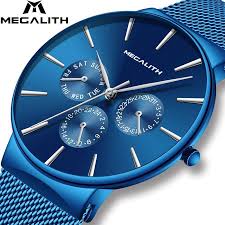 Megalith Mens Watches Top Brand Luxury Waterproof Wrist Watch Ultra Thin Date Quartz Watch For Men Sports Clock Erkek Kol Saati Watches For Men Sport Watches Luxury Watches For Men