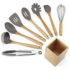 Nexgadget Lot Ustensiles De Cuisine En Silicone Et Bambou 9 Pieces Set Ustensiles De Cuisines Antiadhesif Ensem Ustensile Cuisine Accessoires Cuisine Ustensile