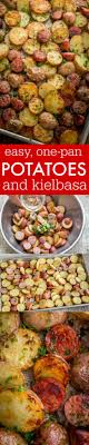 These Roasted Potatoes Are Ultra Crispy And Flavorful With A Perfect Browning On The Coins Of Kielbasa Easy One Pan Roasted Pota Recipes Food Sausage Recipes