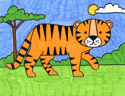 How To Draw A Tiger Art Projects For Kids Cartoon Drawing For Kids Art Drawings For Kids Tiger Art