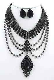 Renaissance Victorian Black Rhinestone Chandelier Choker Necklace And Earrings Set Victorian Weddin Black Rhinestone Black Rhinestone Jewelry Pageant Earrings