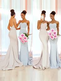 Simple Mermaid Sweetheart Spaghetti Straps Open Back Light Blue Satin Long Bridesmaid Dresses Dress Girl Com