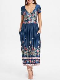 Elastic Waist Floral Print Mid Calf Dress Mid Calf Dresses Casual Dresses For Women Womens Dresses