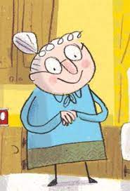 Happy Granny Doodle Art Vintage Drawing Character Design