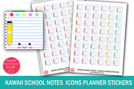 Free cricut file downloads including free svg files for cricut machines. Kawaii School Notes Icon Planner Sticker Graphic By Happy Printables Club Creative Fabrica