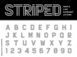 Standard lines that are used to represent. Vector Of Modern Alphabet Letters And Numbers Triple Line Stripes Font Parallel Stylized Three Lines For Each Letter Stock Vector Adobe Stock