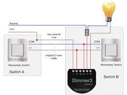 The cable consist of a black wire a white wire and a bare copper wire. Apnt 145 Alternate 2 Way Lighting Circuit With Neutral Using The F Vesternet