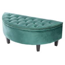 May 04, 2020 · the bench is made out of oak wood and has three drawers on the front for storage and has an upholstered seat cushion in a blue and red color. Unbranded Half Moon Green Modern Velvet Tufted Storage Ottoman Bench Qi003534g The Home Depot Storage Ottoman Bench Ottoman Bench Upholstered Storage Bench